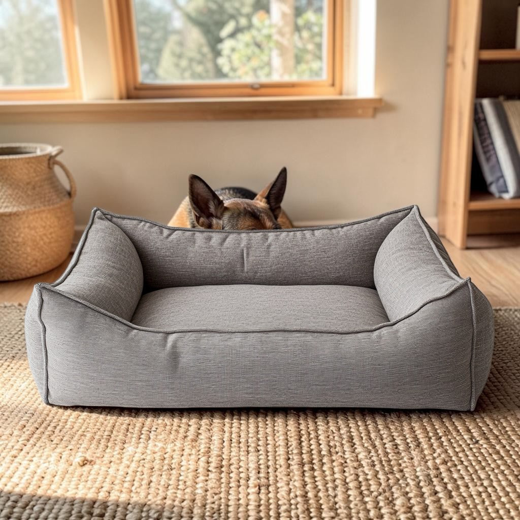 Wokip Bolstered Dog Bed for Extra Large Dogs - Sofa-Style Couch with Headrest Support - Calm & Anti-Anxiety Deep Dish Design - Removable Washable Cover - Grey