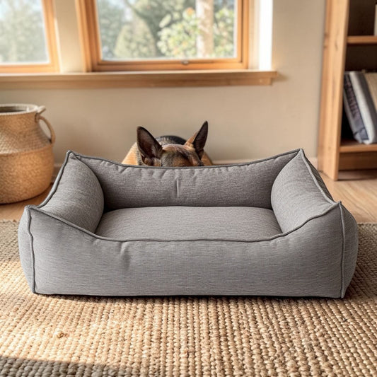 Wokip Bolstered Dog Bed for Extra Large Dogs - Sofa-Style Couch with Headrest Support - Calm & Anti-Anxiety Deep Dish Design - Removable Washable Cover - Grey
